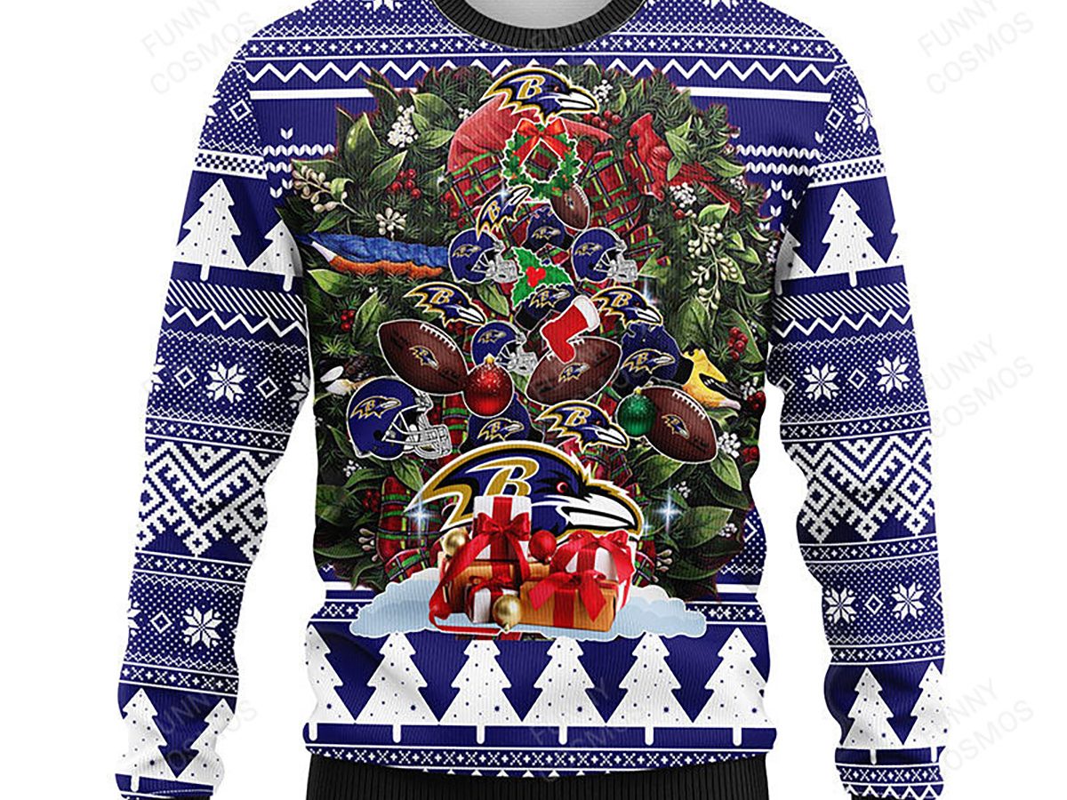 Baltimore Ravens Grinch & Scooby Doo Christmas Ugly Sweater - Growkoc