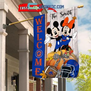 Boise State Broncos NCAA Disney Mickey Minnie Welcome Fall Pumpkin Personalized House Garden Flag