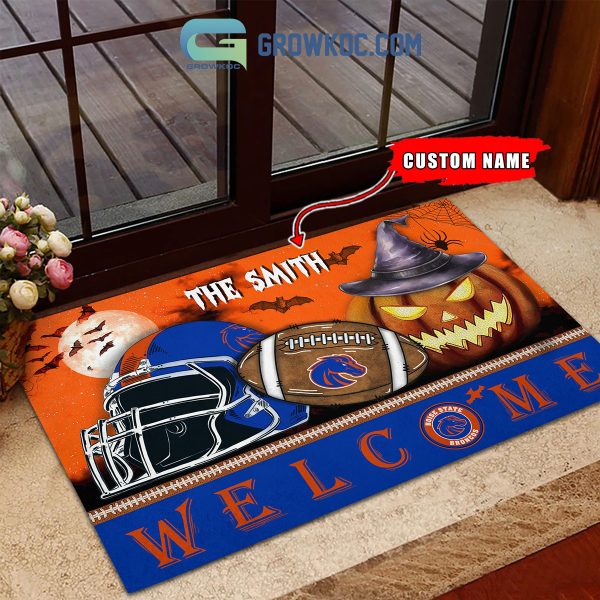 Boise State Broncos NCAA Football Welcome Halloween Personalized Doormat