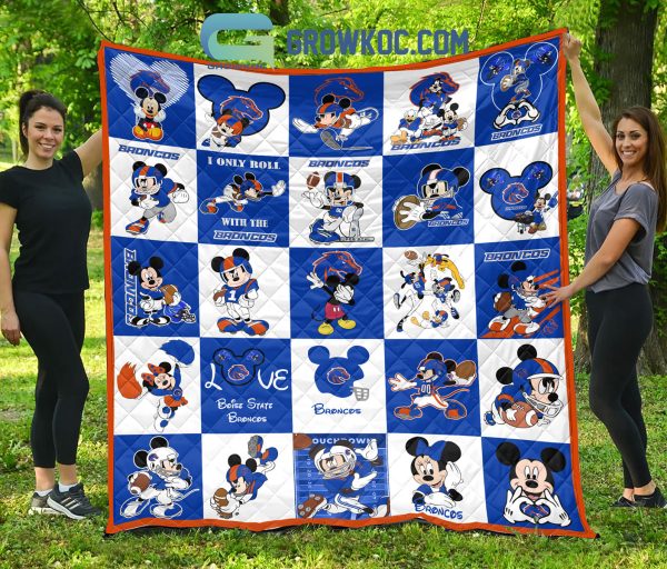Boise State Broncos NCAA Mickey Disney Fleece Blanket Quilt