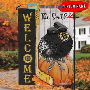 Boston Bruins NHL Welcome Fall Pumpkin Personalized House Garden Flag