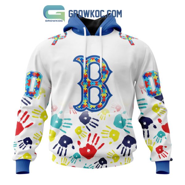 Boston Red Sox MLB Autism Awareness Hand Design Personalized Hoodie T Shirt