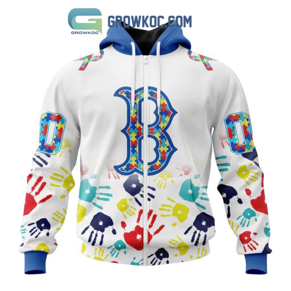 Boston Red Sox MLB Autism Awareness Hand Design Personalized Hoodie T Shirt