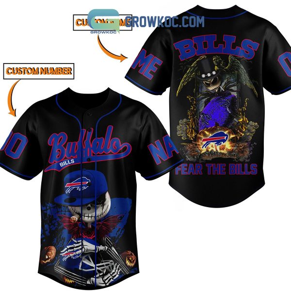 Buffalo Bills Fear The Bills Jack Skellington Halloween Personalized Baseball Jersey