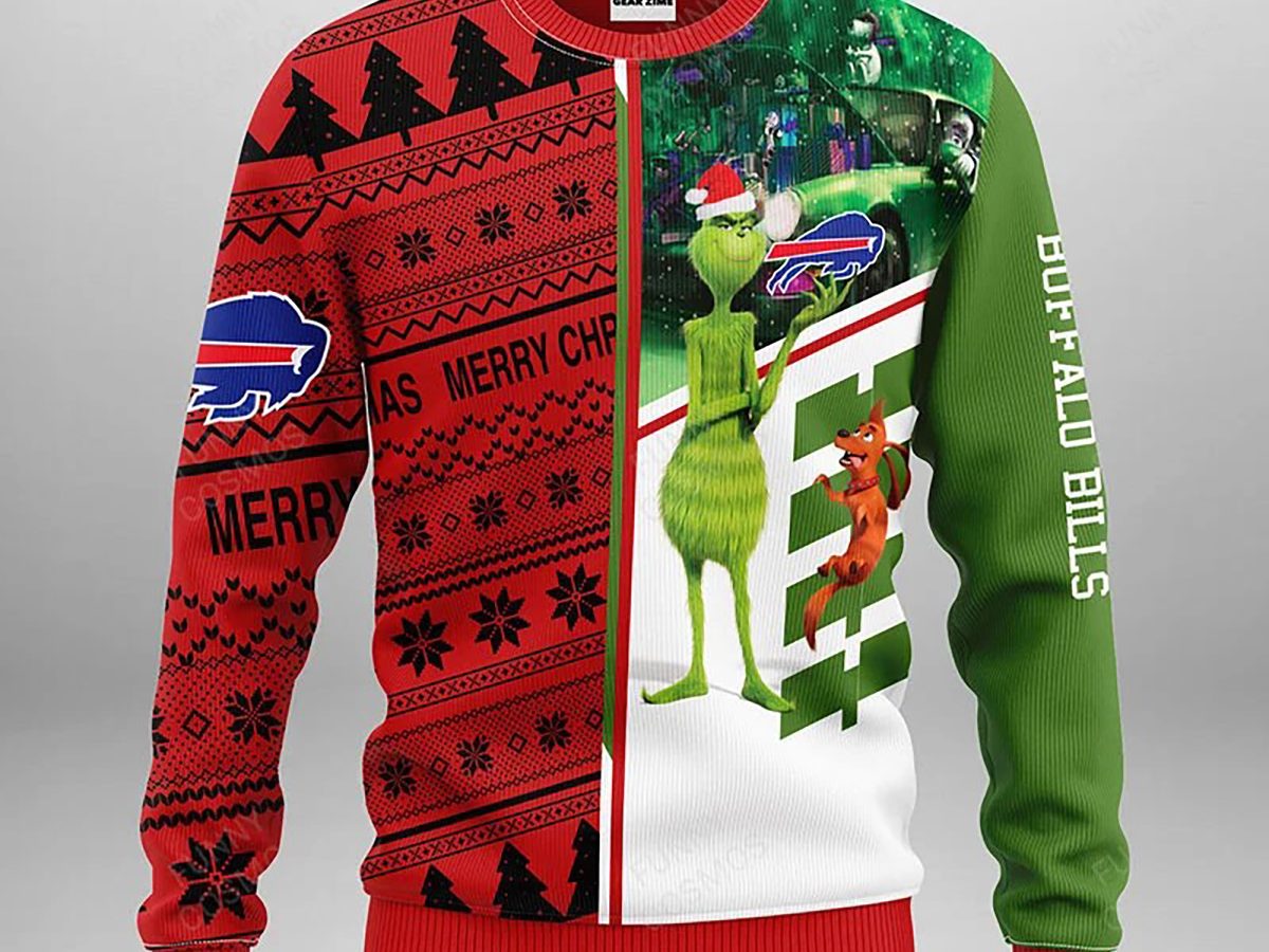 Men's Buffalo Bills Ugly Sweater Crewneck Pajama Set