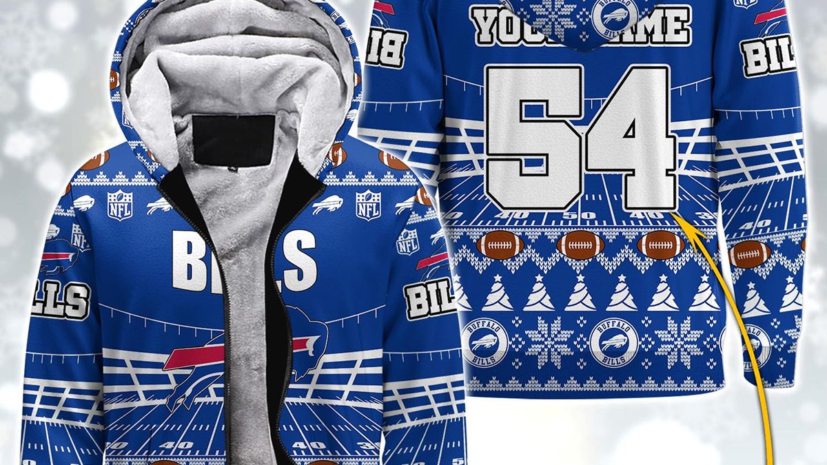 Personalized NFL Skull Buffalo Bills Sherpa Hoodie Blanket