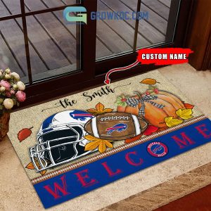 Buffalo Bills NFL Welcome Fall Pumpkin Personalized Doormat