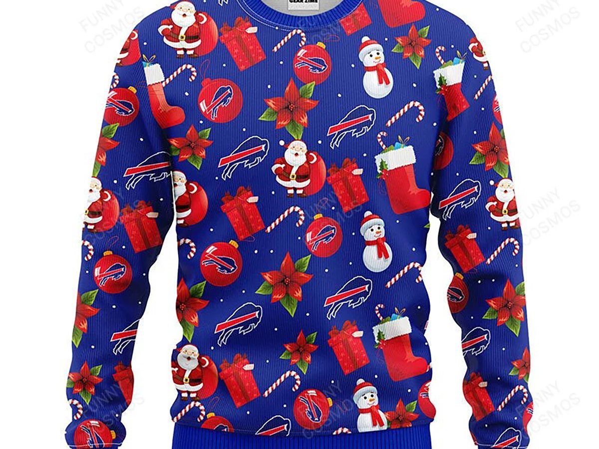 Buffalo Bills Santa Claus Snowman Christmas Ugly Sweater - Growkoc