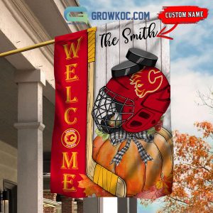 Calgary FlamesNHL Welcome Fall Pumpkin Personalized House Garden Flag