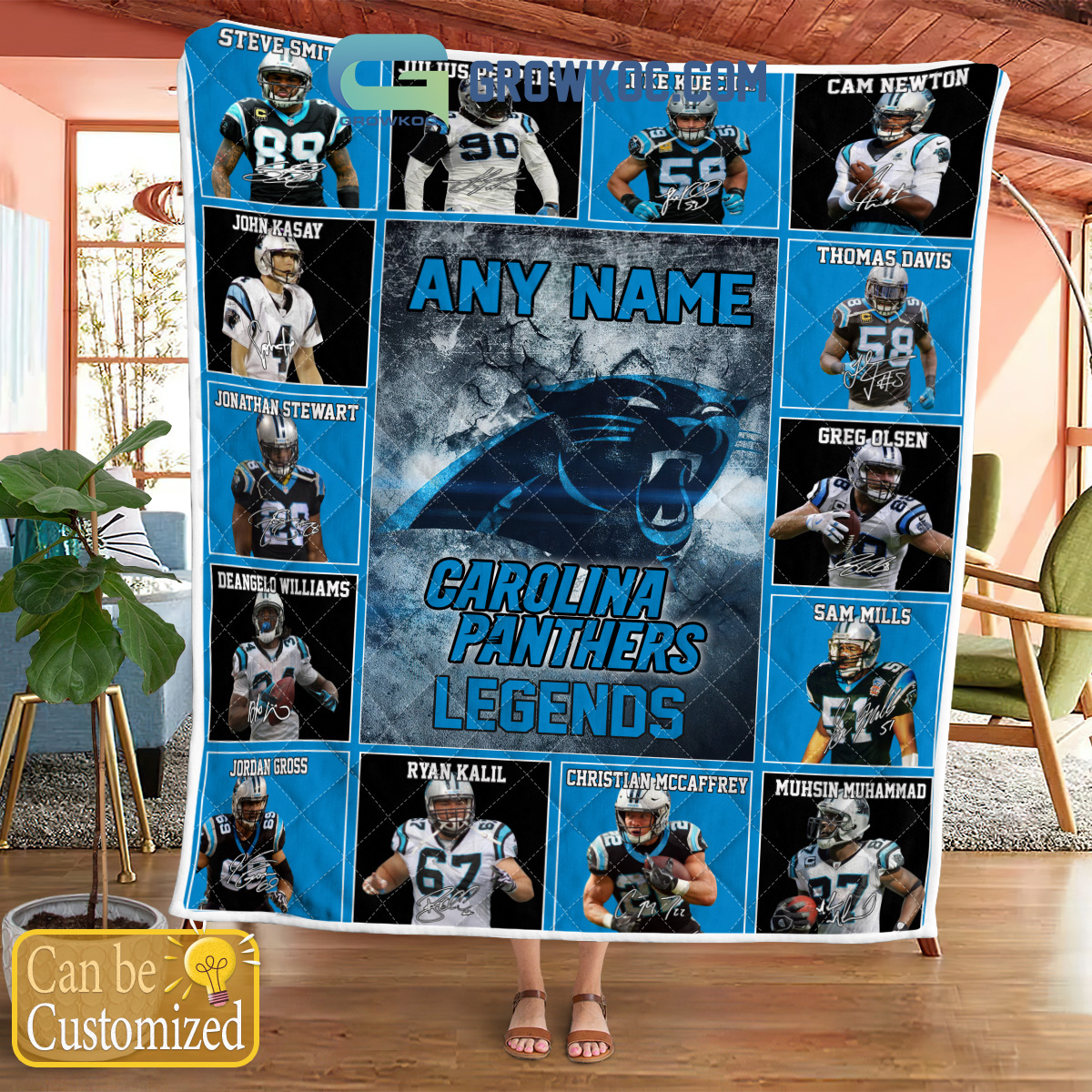 Carolina Panthers NFL Legends In History Personalized Fleece Blanket Quilt  - Growkoc
