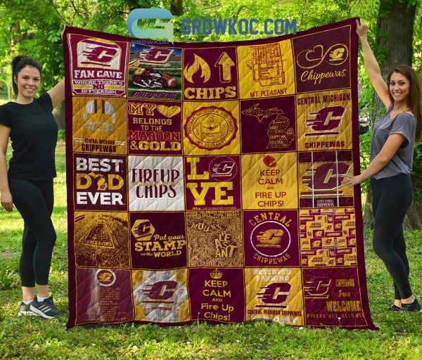 Central Michigan Chippewas NCAA Collection Design Fleece Blanket Quilt