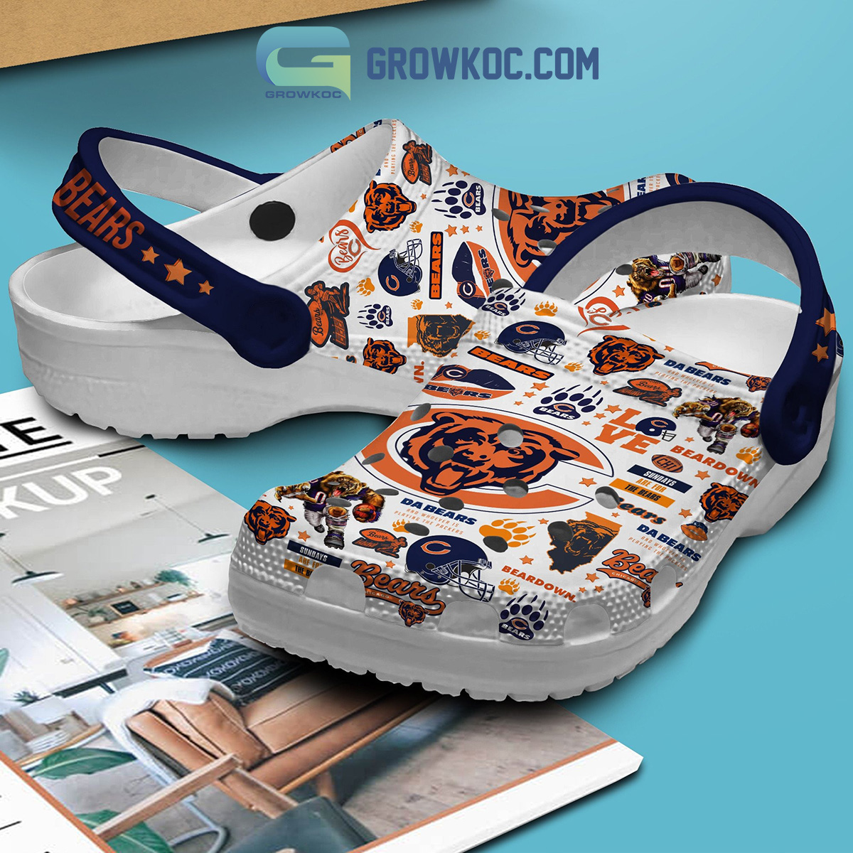 Custom Crocs Chicago Bears Black NFL new design on sale