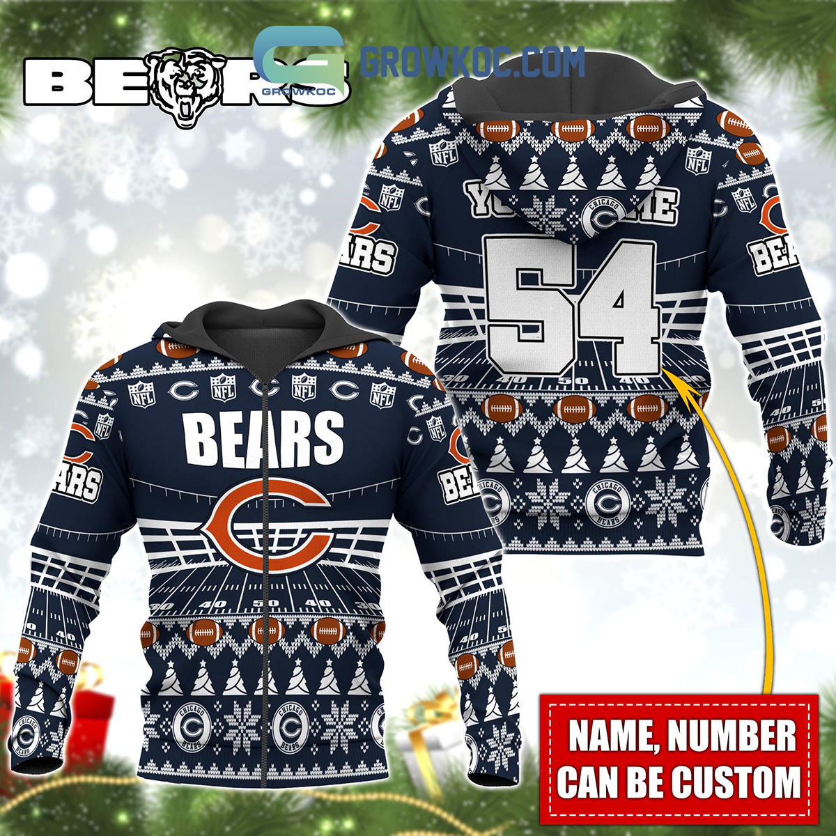 Chicago Bears Hoodie, Bears Sweatshirts, Bears Fleece