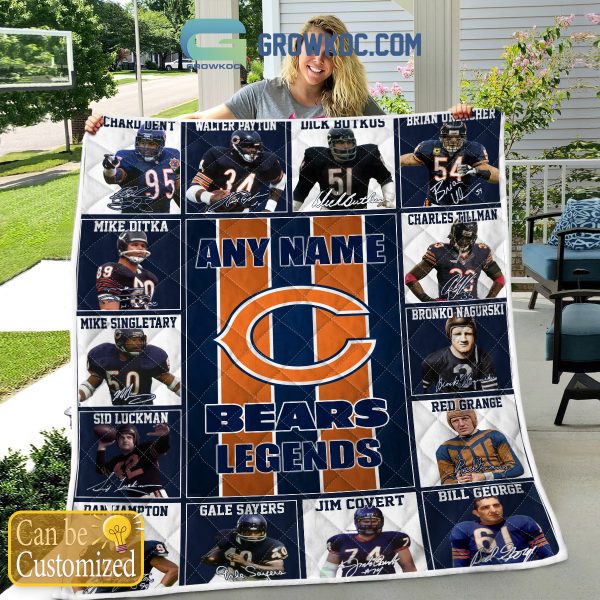 Chicago Bears NFL Legends In History Personalized Fleece Blanket Quilt