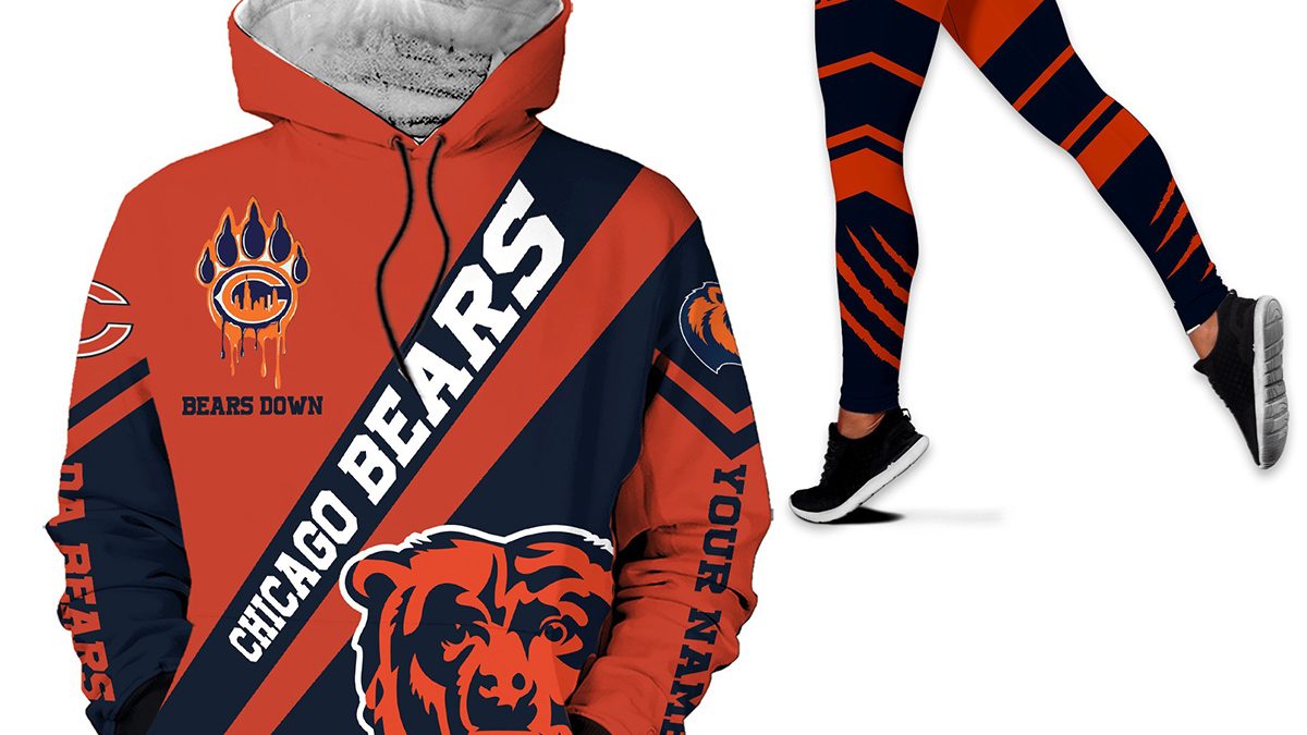 Chicago Bears Personalized Bear Down Hoodie Leggings Set - Growkoc