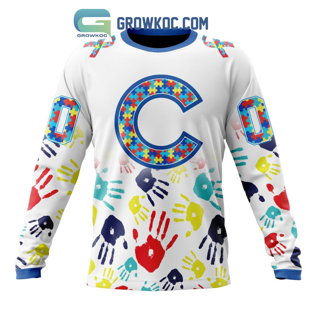 Chicago Cubs MLB Autism Awareness Hand Design Personalized Hoodie