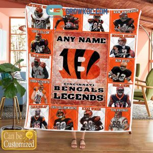 Cincinati Bengals NFL Legends In History Personalized Fleece Blanket Quilt