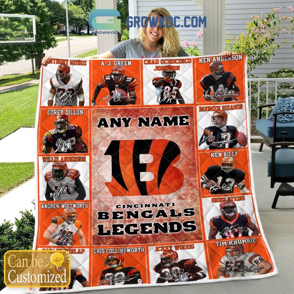 Cincinati Bengals NFL Legends In History Personalized Fleece Blanket Quilt