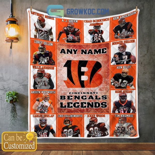 Cincinati Bengals NFL Legends In History Personalized Fleece Blanket Quilt