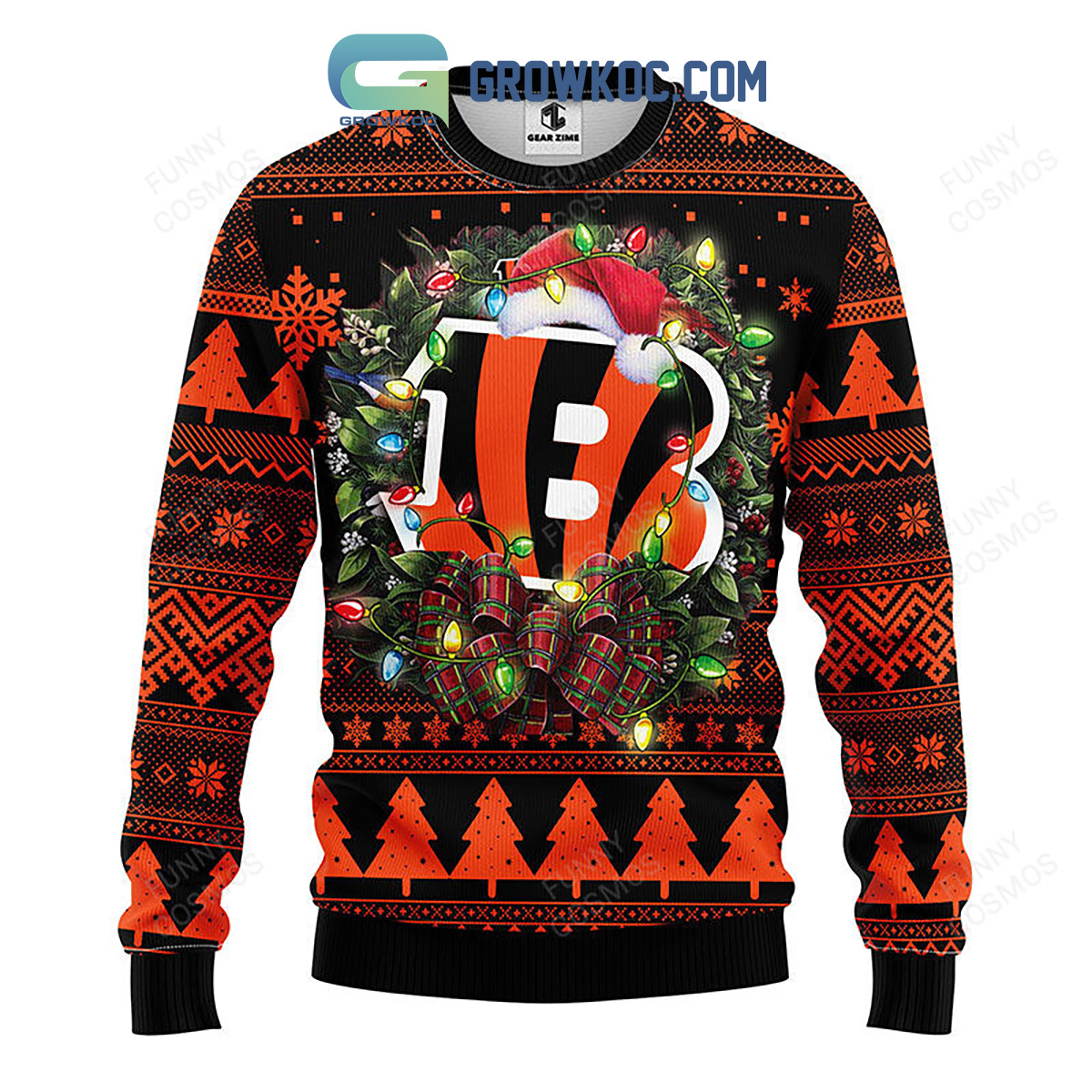 Cincinnati Bengals Football Logo Hohoho Christmas Ugly Sweater