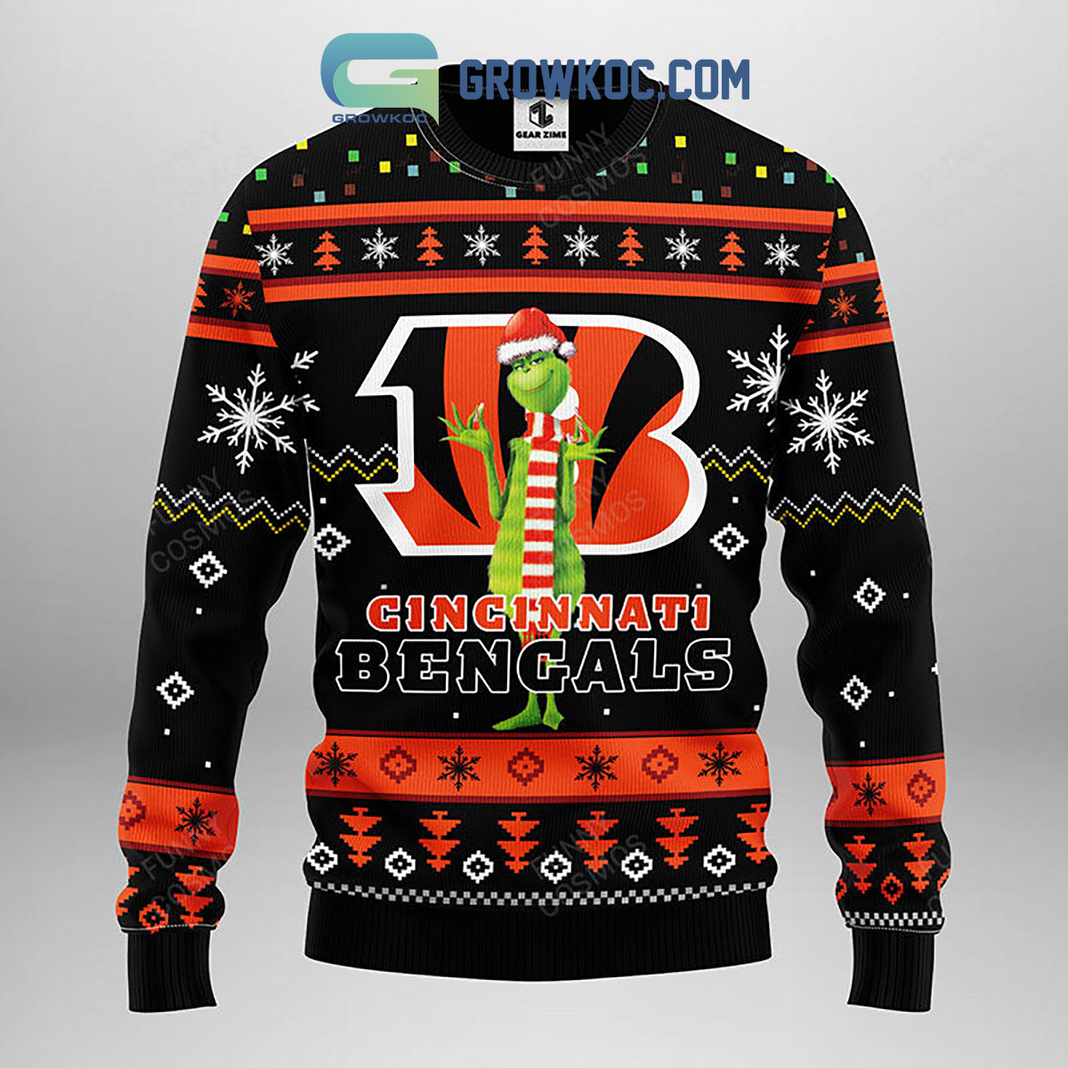 Cincinnati Bengals Funny Grinch Christmas Ugly Sweater - Growkoc