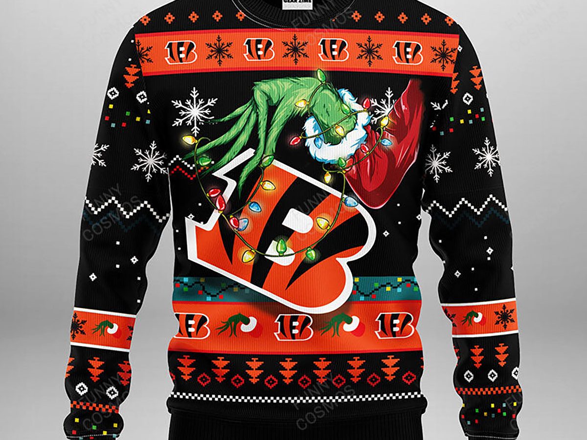 Cincinnati Bengals Logo Knitted Funny DJ Santa Ugly Christmas
