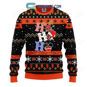 Cincinnati Bengals HoHoHo Mickey Christmas Ugly Sweater