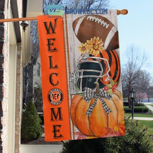 Cincinnati Bengals NFL Welcome Fall Pumpkin Personalized House Garden Flag