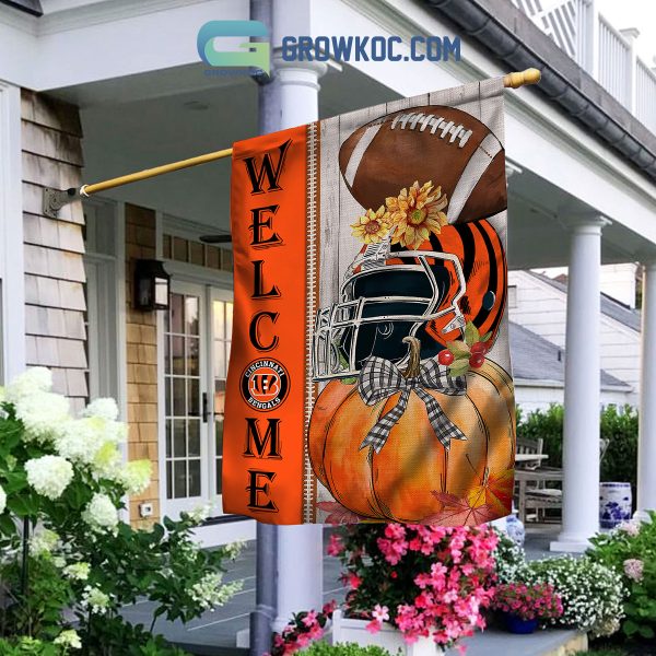 Cincinnati Bengals NFL Welcome Fall Pumpkin Personalized House Garden Flag