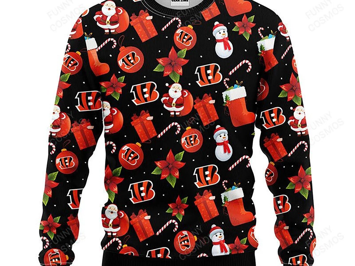 NFL Fans Cincinnati Bengals Pub Dog Christmas Ugly Sweater For Men