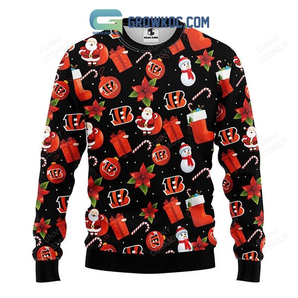 Cincinnati Bengals Santa Claus Snowman Christmas Ugly Sweater