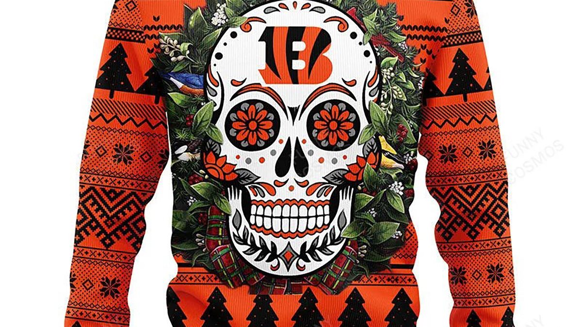 Cincinnati Bengals Christmas Snow Heart Pattern Ugly Christmas Sweater