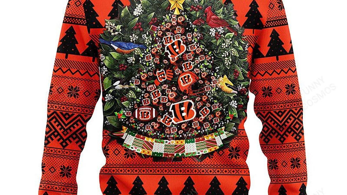 Cincinnati Bengals Christmas Football Pine Tree Shape Ugly Sweater - Bengals  Christmas Sweater