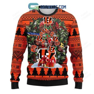 Cincinnati Bengals Tree Ugly Christmas Fleece Sweater