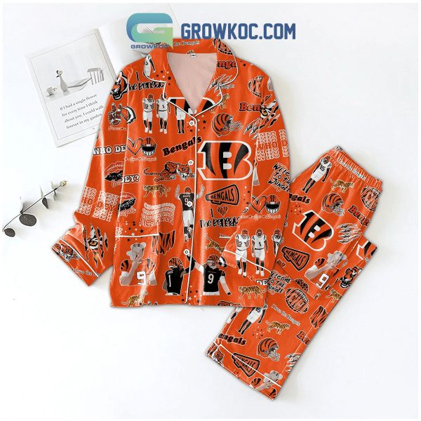 Cincinnati Bengals Who Dey Peace Love Pajamas Set