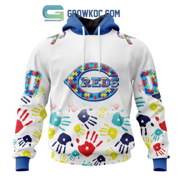 Cincinnati Reds MLB Autism Awareness Hand Design Personalized Hoodie T Shirt