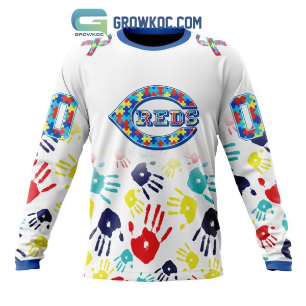 Cincinnati Reds MLB Autism Awareness Hand Design Personalized Hoodie T Shirt