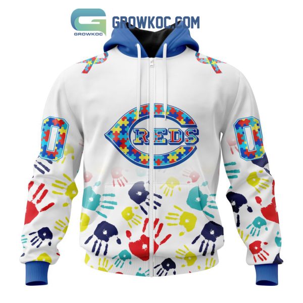 Cincinnati Reds MLB Autism Awareness Hand Design Personalized Hoodie T Shirt