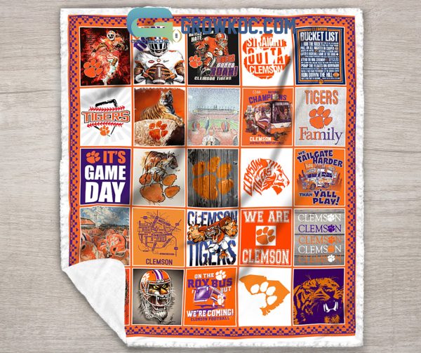 Clemson Tigers NCAA Collection Design Fleece Blanket Quilt