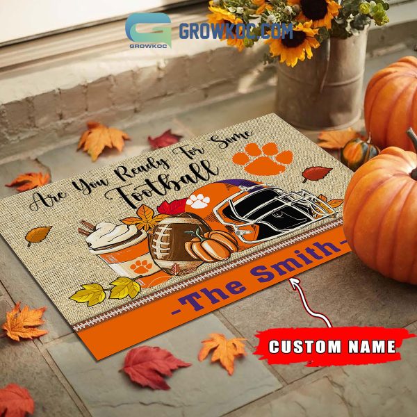 Clemson Tigers NCAA Fall Pumpkin Are You Ready For Some Football Personalized Doormat