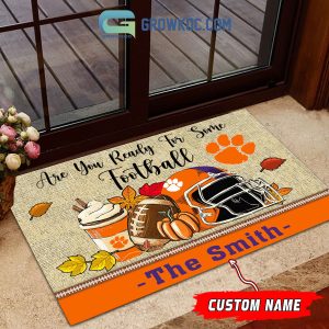 Clemson Tigers NCAA Fall Pumpkin Are You Ready For Some Football Personalized Doormat