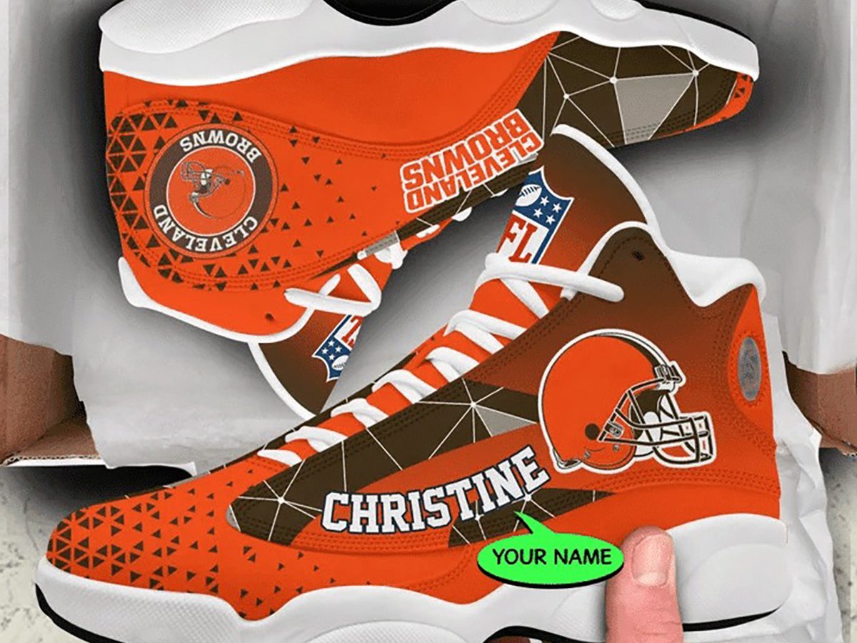 NFL Cleveland Browns Custom Name Air Jordan 13 Shoes V3