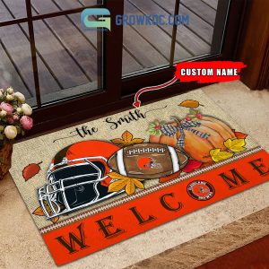 Cleveland Browns NFL Welcome Fall Pumpkin Personalized Doormat