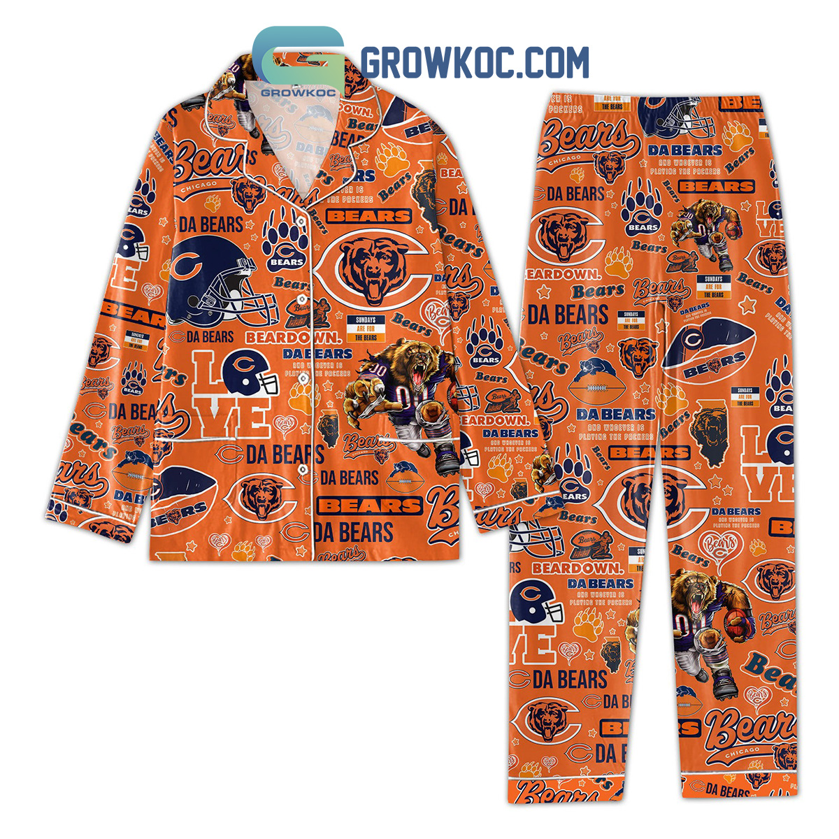 Cleveland Browns Peace Love Funny Art Design Pajamas Set - Growkoc