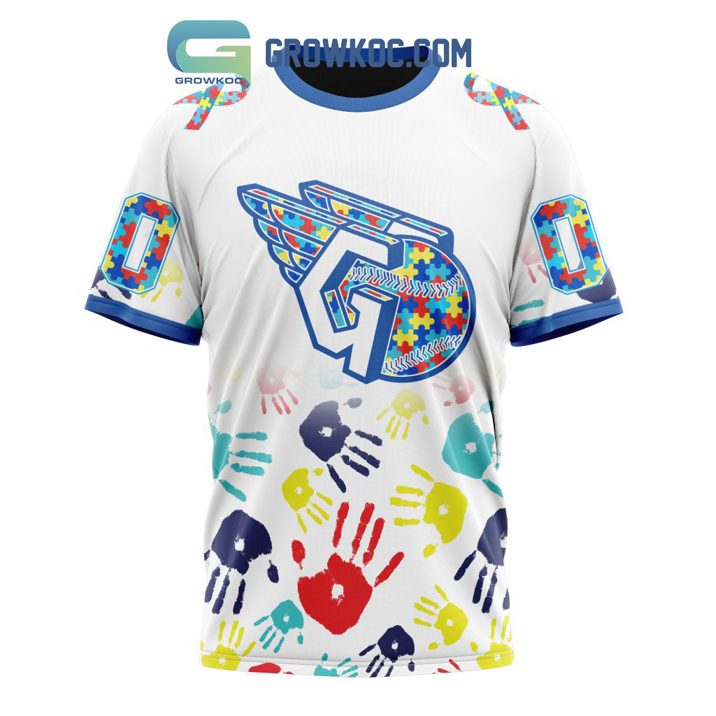 Cleveland Guardians MLB Autism Awareness Hand Design Personalized Hoodie T  Shirt - Growkoc