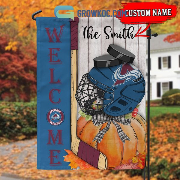 Colorado Avalanche NHL Welcome Fall Pumpkin Personalized House Garden Flag