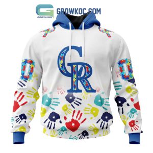 Colorado Rockies MLB Autism Awareness Hand Design Personalized Hoodie T Shirt