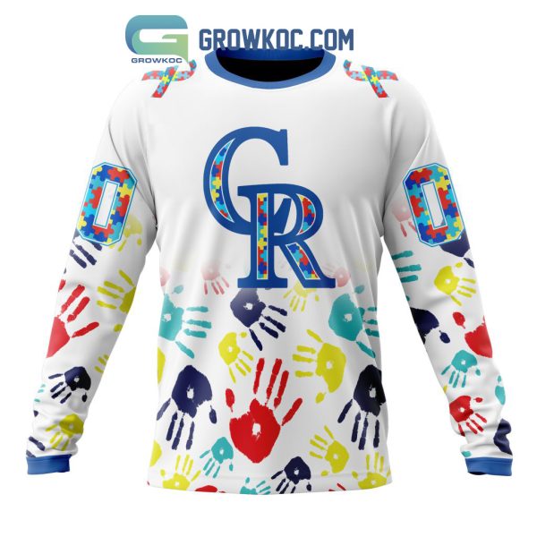 Colorado Rockies MLB Autism Awareness Hand Design Personalized Hoodie T Shirt