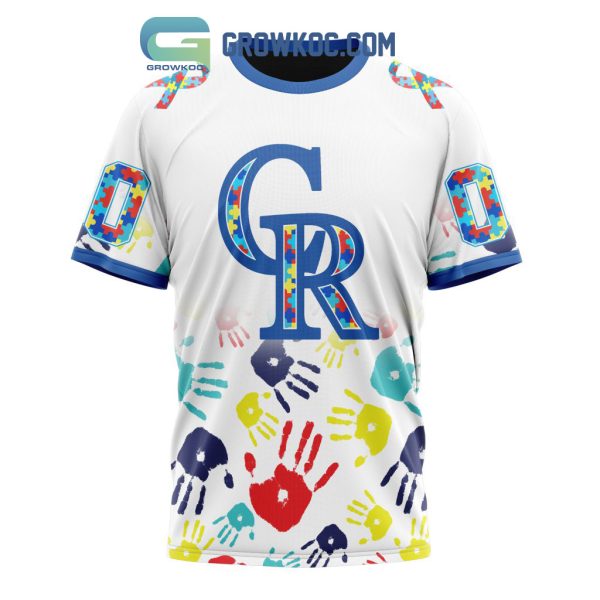 Colorado Rockies MLB Autism Awareness Hand Design Personalized Hoodie T Shirt