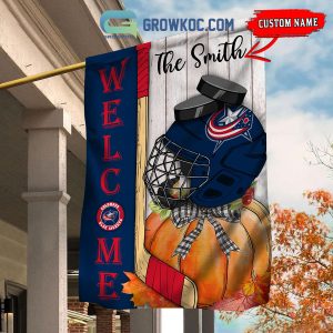 Columbus Blue NHL Welcome Fall Pumpkin Personalized House Garden Flag